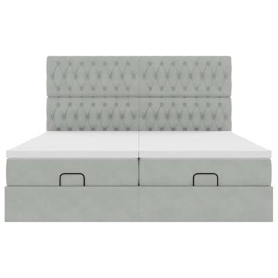 Ottoman bed met matrassen 180x200cm fluweel lichtgrijs