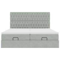 Ottoman bed met matrassen 180x200cm fluweel lichtgrijs - thumbnail