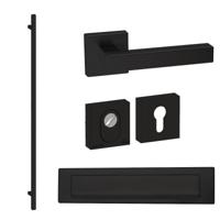 Hardbrass Voordeurset vierkant met Toronto XL-greep 1900mm SKG3 met kerntrekbeveiliging - zwart - thumbnail