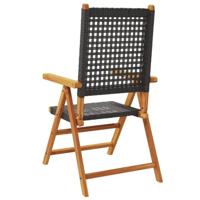 Tuinstoelen 2 st massief acaciahout en poly rattan zwart - thumbnail