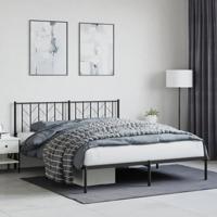 Bedframe met hoofdbord metaal zwart 160x200 cm - thumbnail