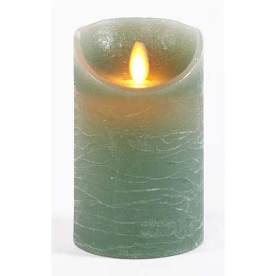 Anna's Collection LED kaars flame effect rustiek 7.5x12.5cm jade groen 1 stuks