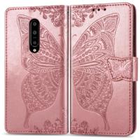 Butterfly Love bloemen reliëf horizontale Flip lederen case voor OnePlus 7 Pro met houder & kaartsleuven & portemonnee & Lanyard (Rose goud) - thumbnail