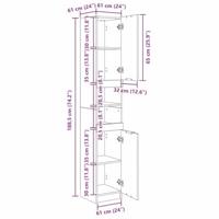 Badkamerkast Zwart eiken 32 x 34 x 188.5 cm Bewerkt hout - thumbnail