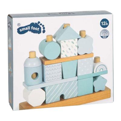 Small Foot - houten stapelhuis blauw - 18dlg. Small Foot - houten stapelhuis blauw - 18dlg.
