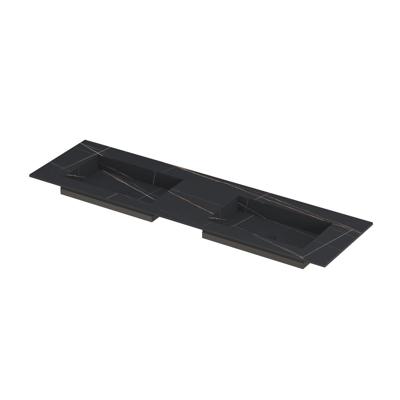 INK Post Wastafel Keramische Slab Envelop Bak Dubbel Zonder Kraangaten - 1600x450x10 mm - Lauren Black Mat