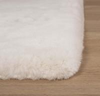 Tapeso Vierkant hoogpolig vloerkleed - Comfy plus - wit - 100x100 cm - thumbnail