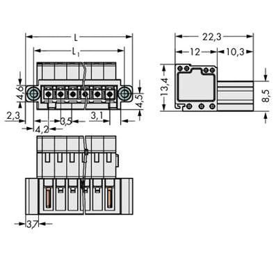 WAGO 734-304/019-000 Male header (standaard) 2140 Totaal aantal polen: 4 Rastermaat: 3.50 mm Inhoud: 50 stuk(s)
