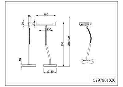 Trio Led bureau leeslampCurtis messing mat - 579790108