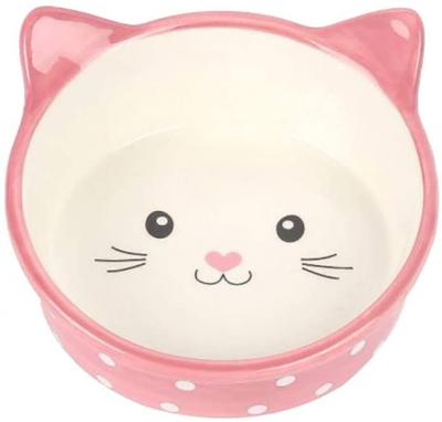 HAPPY PET VOERBAK KAT POLKA ROZE / CREME