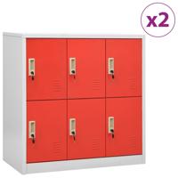 Lockerkasten 2 st 90x45x92,5 cm staal lichtgrijs en rood - thumbnail