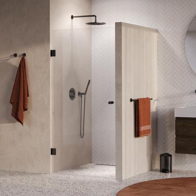 BRAUER Void Carving nisdeur helder glas 90x200 omkeerbaar incl. glascoating PVD gunmetal geborsteld