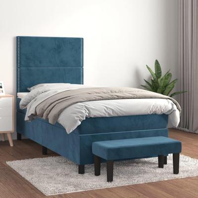 Boxspring met matras fluweel donkerblauw 80x200 cm