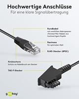 Goobay 51233 routerkabel, aansluitkabel voor DSL / ADSL / VDSL, TAE-F-stekker op RJ45-stekker (8P2C), zwart, 3m, 3 meter - thumbnail