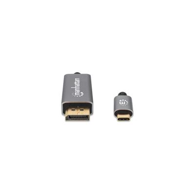 Manhattan 354851 DisplayPort-kabel DisplayPort / USB-C Aansluitkabel DisplayPort-stekker, USB-C stekker 3.00 m Grijs, Zwart Afgeschermd (drievoudig), Vergulde