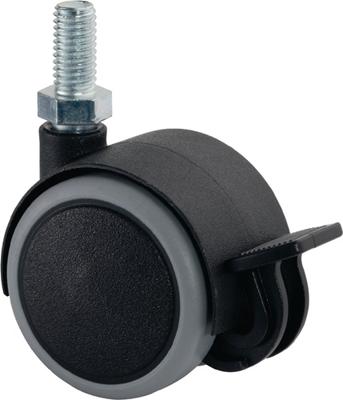 BS Rollen Dubbel zwenkwiel met rem | wiel-d. 50 mm draagvermogen 50 kg | M10 | kunststof grijs | 1 stuk - F86.050.G10 F86.050.G10