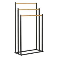 Bathroom Solutions Handdoekrek 45x23x85 cm Metaal/Bamboe/Zwart - thumbnail