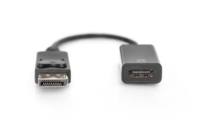 Digitus AK-340415-002-S DisplayPort / HDMI Adapter [1x DisplayPort stekker - 1x HDMI-bus] Zwart 4K UHD, Afgeschermd (dubbel), Afsluitbaar 20.00 cm