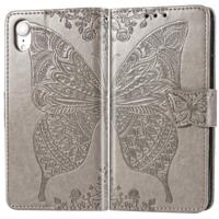 Butterfly Love bloemen reliëf horizontale Flip lederen case voor iPhone XR met houder & kaartsleuven & portemonnee & Lanyard (grijs) - thumbnail