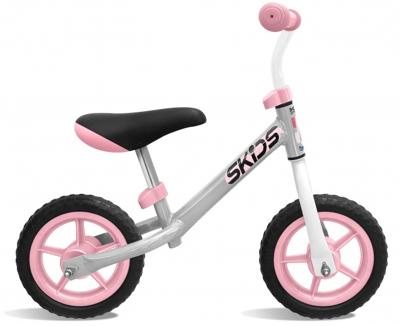 Skids Control loopfiets - 10 inch - grijs/roze