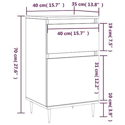 Dressoirs 2 st 40x35x70 cm bewerkt hout betongrijs