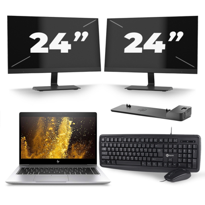 HP EliteBook 840 G5 - Intel Core i7-8e Generatie - 14 inch - 16GB RAM - 256GB SSD - Windows 11 + 2x 24 inch Monitor