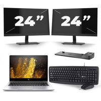 HP EliteBook 840 G5 - Intel Core i7-8e Generatie - 14 inch - 16GB RAM - 256GB SSD - Windows 11 + 2x 24 inch Monitor - thumbnail
