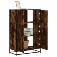 Hoge kast 68x35x106,5 cm bewerkt hout en metaal gerookt eiken - thumbnail
