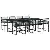 9-delige Tuinset poly rattan zwart - thumbnail