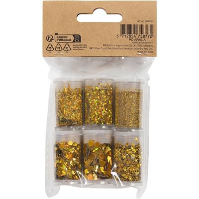 Creativ Company Bio sparkles & sequins, goud, 6x7 ml/ 1 doos