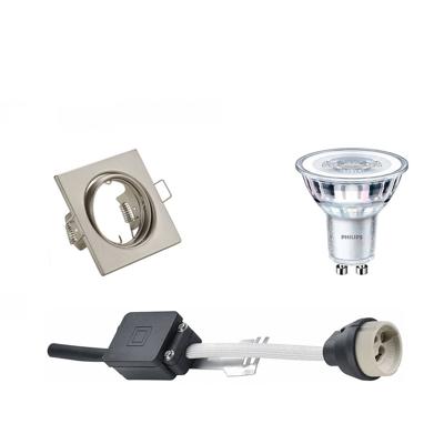 Philips - Led Spot Set - Corepro 827 36d - Gu10 Fitting - Dimbaar - Inbouw Vierkant - Mat Nikkel - 4w - Warm Wit 2700k - Philips - Led Spot Set - Corepro 827 36d - Gu10 Fitting - Dimbaar - Inbouw Vierkant - Mat Nikkel - 4w - Warm Wit 2700k -