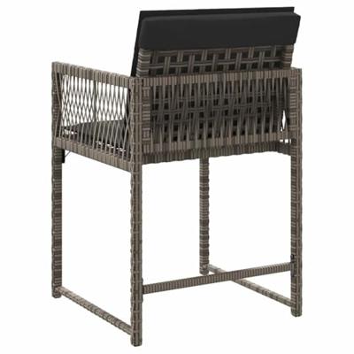 Tuinstoelen 4 st met kussens poly rattan grijs