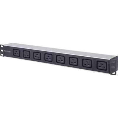 Intellinet 163613 19 inch Stekkerdoos voor patchkast 1 HE Apparaatcontactdoos C19 16A Vast inbouw Geschikt voor kastdiepte: vanaf 300 mm Zwart, Zilver