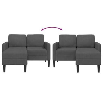 2-zitsbank met ligstoel L-vormig donkergrijs 125 cm linnen