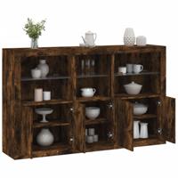 Dressoir met LED-verlichting 162x37x100 cm gerookt eikenkleurig - thumbnail