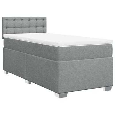 Boxspring met matras stof lichtgrijs 140x190 cm - thumbnail