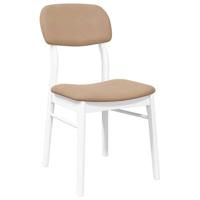 Eetkamerstoelen met kussens 2 st massief hout rubber wit - thumbnail