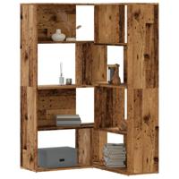 Boekenkast 4-laags hoek 85x85x140 cm bewerkt hout oud houtkleur - thumbnail