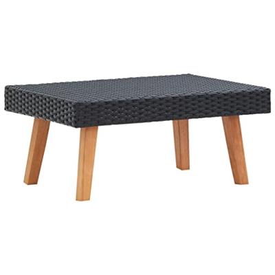 3-delige Loungeset met kussens poly rattan zwart - thumbnail