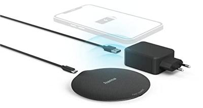 Hama Wireless Charger Set QI-FC15 Metal 15W Draadl. Smartphone-oplaadpad Z/w