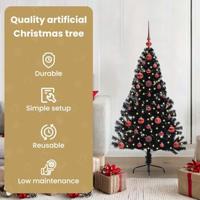 VidaXL Kunstmatig voorverlicht kerstboom met 150 led zwart 120 cm pvc - thumbnail