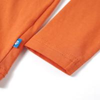 Kindershirt met lange mouwen vliegtuigprint 104 donkeroranje - thumbnail