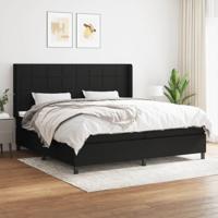 Boxspring met matras stof zwart 200x200 cm - thumbnail