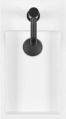 Saqu Deluxe fonteinset met mat zwarte kraan rechts solid surface mat wit Saqu Deluxe fonteinset met mat zwarte kraan rechts solid surface mat wit