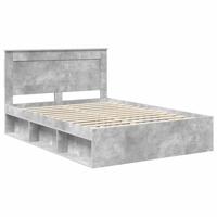 Bedframe met hoofdeinde Beton 140 x 190 cm Massief grenenhout - thumbnail