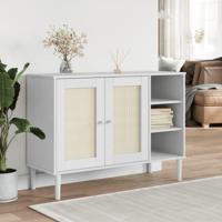 Dressoir SENJA 112x40x80 cm rattan look massief grenenhout wit - thumbnail