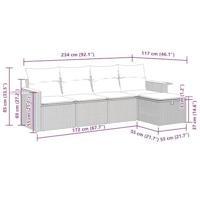 5-delige Loungeset met kussens poly rattan beige - thumbnail