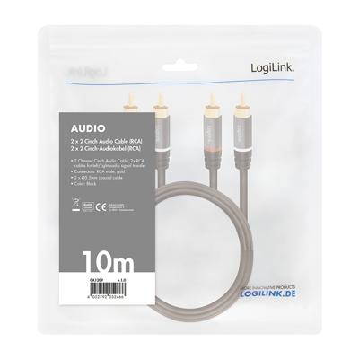 LogiLink CA1209 Cinch Audio Aansluitkabel 10.0 m Zwart Afgeschermd, Kleurcodering LogiLink CA1209 Cinch Audio Aansluitkabel 10.0 m Zwart Afgeschermd, Kleurcodering