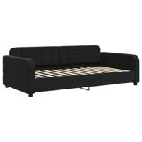 Slaapbank met onderschuifbed 100x200 cm fluweel zwart - thumbnail