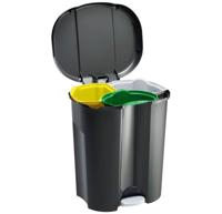 Rotho Trio Afvalemmer 10L + 2x15L Zwart - thumbnail
